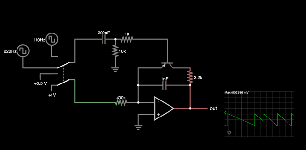 Schematic with switch for clock frequency and input voltage
