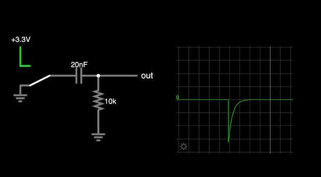 Schematic showing a switch generating a negative pulse